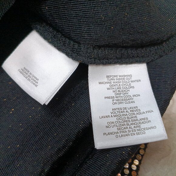 Anne Klein Women's Gold Sequin Deep V Long Sleeve Blouse Size S - Picture 9 of 10